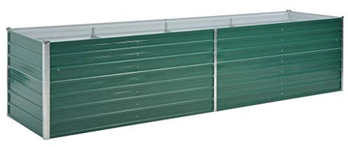 Festnight Hochbeet Metall Hochbeet Balkon Blumenkasten Balkon Garten-Hochbeet Pflanzkasten Balkon Kräuterbeet Pflanzkübel Groß Außen Hochbeet Verzinkter Stahl 320 x 80 x 77 cm Grün