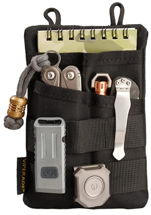 VIPERADE VE3 EDC Tool Pocket Organizer, Small EDC Pocket Organizer Pouch for Men,Small Multitool Nylon Tool Pouch for Mini Flashlight Multitool - Black