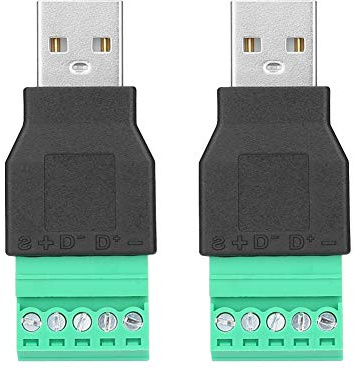 Lot de 2 connecteurs de terminal USB mâles pour prise USB Vert