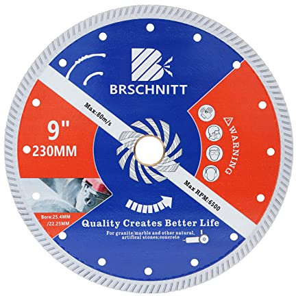 Diamant Trennscheibe - BRSCHNITT 230mm Turbo Diamanttrennscheibe für Beton,Granit Marmorstein Hartbeton Stahlbeton