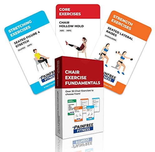 Lernkarten für sitzende Stuhlübungen, schmerzfreie Fitness, 7,6 x 12,7 cm, Trainingskarten, geeignet für Personen mit eingeschränkter Mobilität, reißfest, biegsam, 35 Karten