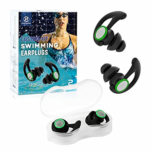 Hearprotek 2 Paar Ohrstöpsel Schwimmen, ohrenschutz schwimmen -ohrenschutz wasser ohrstöpsel für Erwachsene für Schwimmer, Dusche, Pool, Baden, Surfen Schwarz