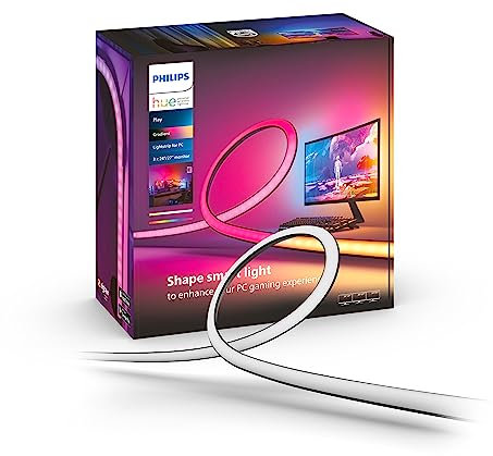 Philips Hue Play Gradient Lightstrip for Triple-Monitor Setup - 24” to 27” PC Monitors - White & Color Light (Hue Bridge Required), Works with Alexa & Google Assistant – A Certified for Humans Device