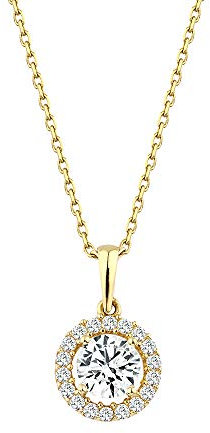 GIORO Leoni 585 Gold Halskette mit handgefassten Steinen besetzt Damen-Collier Anhänger Schmuck (42)