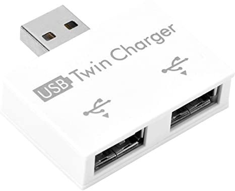 USB Hub 2-Port, Weißer Adapter für Laptop und Desktop | Zwei Anschlüsse, Ladeadapter, für Laptop und Desktop, Weiße Ausführung, Anschluss-Splitter, USB-Verteiler