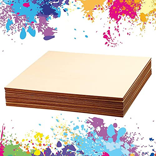 Birshe Tilo Tablero, 10 Piezas Hojas para Manualidades 300x 300x - 2.5mm Madera de Balsa Contrachapada, Cuadrados Ideales para Proyectos de Láser, Pintar, Artes y Grabado