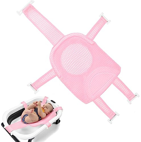 Aolso Red de Baño para Bebés,Asiento de Baño para Bebé Recién Nacido,Red de Soporte para Bañera,Alfombra de Bañera Antideslizante para Bebé,Asiento Hamaca Bañera Bebe(rosa)