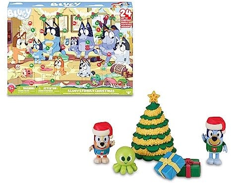 Bluey - Calendario de Adviento, calendario con 24 piezas, incluye figuras de la serie y accesorios, para niños y niñas +3 años de edad, Famosa (BLY54000)