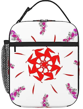 Vacsax Lonchera con flores giratorias para hombres, bolsa de almuerzo reutilizable para hombres y mujeres adultas, lonchera pequeña aislada para el trabajo y picnic