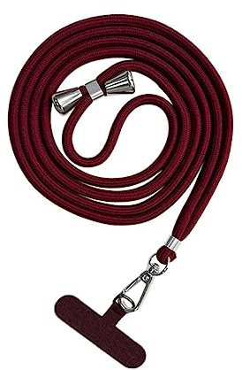 Bigcousin Universale Handykette,Handyband passend für Standard Handyhülle,Kette zum Umhängen mit Pad Handy Lanyard,verstellbar und abnehmbar,Weinrot