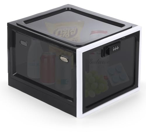 Mineup Abschließbare Box, Medikamenten Aufbewahrungbox, 29 * 23.5 * 19cm Große Schließbox mit 3 Codeschloss, Abschließbare Durchsichtige Box für Kühlschrank Lebensmittel Snack Handys Lebensmittel