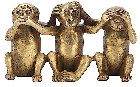3 weise Affen-Statuen, Sprechen-Hören-Sehen-Nichts-Böse DREI Affen-Statue, Tierskulpturen, Messing-Affenfiguren, Heimdekoration für Zuhause und Büro