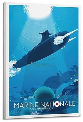 JONZA Schlachtschiff-Poster Französisches U-Boot Marine Nationale dekoratives Gemälde Leinwand Wand und Kunstbild Familienschlafzimmer 50 x 75 cm