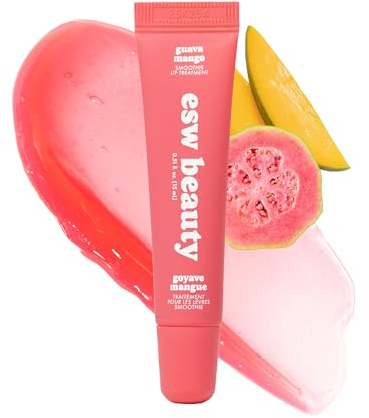ESW Beauty Guava Mango Smoothie Lip Treatment - Light Pink Tint with Shea Butter, Peptides, Guava & Mango for Advanced Smoothing & Collagen Boost