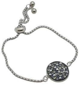 Armband Edelstahl verstellbar mit Kristallen Schwarz/Grau (SCA12)