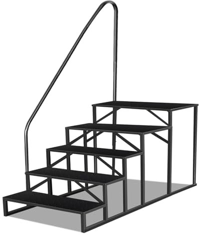 Aggiornamento 3.0 RV scale, gradino camper con pedali antiscivolo e corrimano, portatile 5 gradini vasca idromassaggio gradini, gradini camper per 5a ruota camper, scale mobili casa esterna gradini