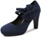 elerhythm Mary Jane - Scarpe da donna con tacco con fiocco, stile retrò, chiuse, punta rotonda, in pelle scamosciata, chic, vintage, stile Gatsby, blu navy, 37 EU