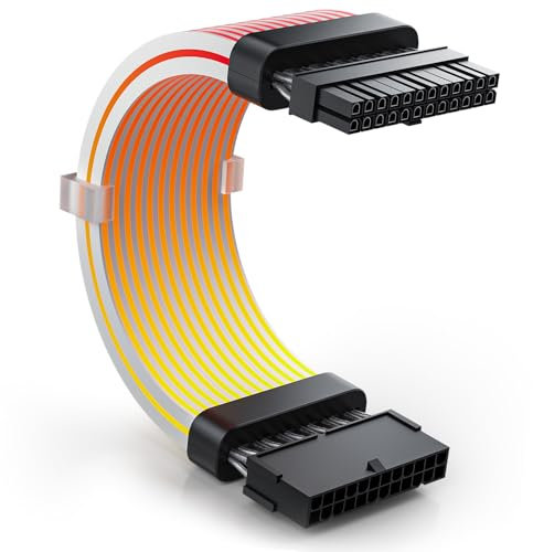 AsiaHorse Cavo RGB indirizzabile ATX, ARGB 24 pin, scheda madre sleeved cable, 5 V 3 pin PSU per scheda madre, estensione cavo di alimentazione 18 AWG con illuminazione, (design in silicone)