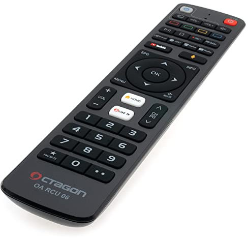 Octagon OA RCU 06 Original Fernbedienung für Spirit 4K Android TV & Spirit PRO 4K Android TV - 2in1 Funktion ohne Anlernen für Ihren Receiver & lernbar für Ihren Fernseher, Remote Control