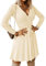 Livonmone Women's Winter Jumper Dress Long Sleeve V-Neck Knitted Dress High Waist Elegant Short Dresses Beige L