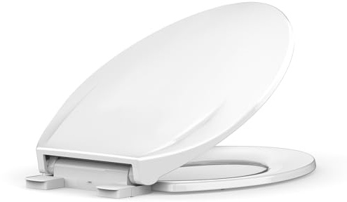 Toilet Seat Elongated,Toilet Seat with Quick-Release And Quick-Attach, Plastic Toilet Seat with Soft Close,Easy Install and Clean - White