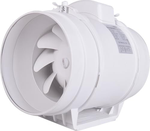 oxberg Mixed Flow Inline Duct Fan, High Efficiency, for Grow Tents, Hydroponics, Bathroom, Kitchen (XP200/ 8 INCH)