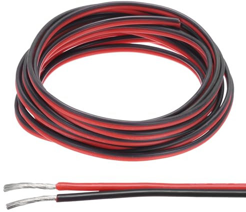 sourcing map 16 Gauge Wire 2 Conductor Electrical Wire 16.4FT Red Black Cable Tinned Copper/Flexible/Silicone Stranded Cord for LED Strip Lamps Lighting Automotive