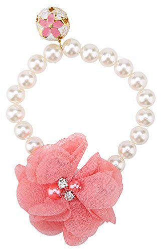 Collier de Fleur de Perle Pour animaux de compagnie Collier de Chat élastique Collier ras du cou Collier de bijoux de Chat de Chien de compagnie Pour Collier de chiot Accessoire (Redness)