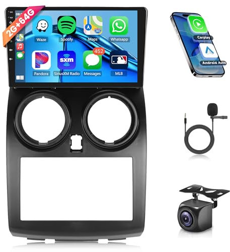 2G+64G Wireless Carplay Android 13 Radio de Coche para Nissan Qashqai 2006-2016 Top-Typ 9 Pulgadas Radio con Android Auto Navi GPS WIFI Mirror Link Bluetooth FM/RDS Radio EQ/DAB/DVR/SWC Cámara Trasera