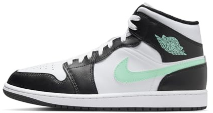 NIKE Air Jordan 1 Mid Men's Trainers DQ8426 (White/Black/Green Glow 103) UK 9 (EU 44)