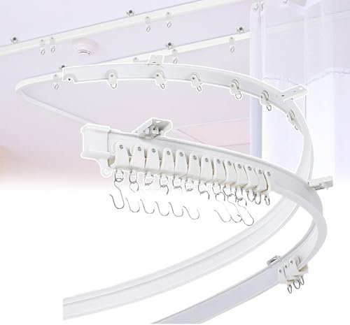 PLABNK Deckenvorhangschiene (1–5 M), Gebogene Schiene Für Vorhänge, Raumteiler-Schienensystem, Flexibel Biegbar, Passt Sich Jeder Form/Größe An, Für Vorhang,1M