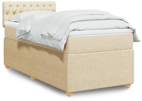 LAPOOH Boxspringbett mit Matratze Creme 90x190 cm Stoff, Bed Frame, Bettrahmen, Jugendbett, Schlafzimmer Bett - 3287323