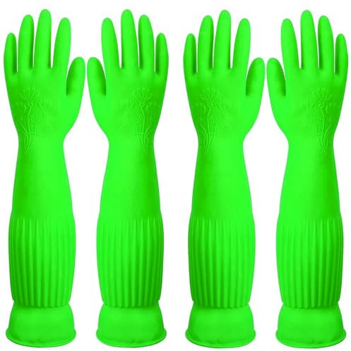 YIOIY Reinigungshandschuhe, wasserdichter und ölbeständiger Gummihandschuh für Küchenreinigung, Kleidung, Reinigung, Haushaltsreinigung, Geschirrspülen, Autowäsche, Haustierpflege (Grün, M)