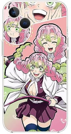 CRSMINE Cute Phone Case Demon Compatible with iPhone 16 with Slayer Character Kanroji 15 14 12 13 11 Pro Max Plus XR X Xs Max Mitsuri Soft Clear TPU Shockprooftective Case Cover