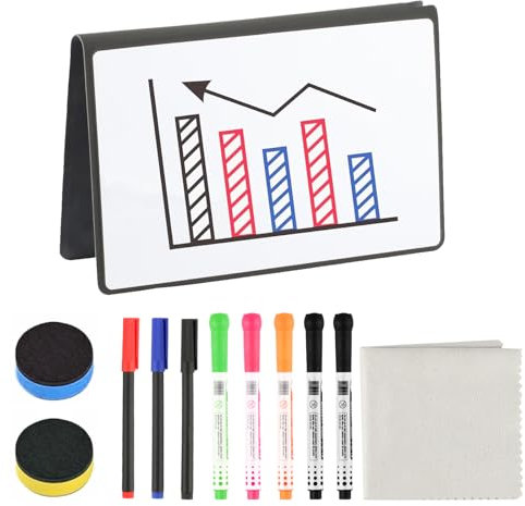 A5 Mini Whiteboard, A5 Whiteboard Notizbuch Notizblock, Kleine Tragbar Abwischbares White Boardfür Büro Schule Zuhause Schreibtisch Listen, mit Stifte und Radiergummi