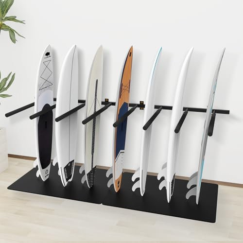 Neorexon Surfbrett-Wandhalterung, 8 Arme, Surfbrett-Rack mit Gummimatte, vertikale Surf-Racks für 8 Bretter, Aufbewahrungssystem zu Hause und in der Garage