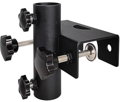 Deck Umbrella Mount Heavy-Duty Metal Clamp for Patio, Balcony & Railing, Adjustable Bracket Holder for Outdoor Sunshade, Fence Clip Umbrella Base