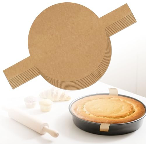 100pcs Precut Circle Cake Pan Liners, Round Cake Tin Liners, 8in Parchment Paper for Baking Non-Stick Loaf Pan Tortilla Press Ideal Sheets with Lift Tabs for Toast Bread Banana Cookies (Brown)