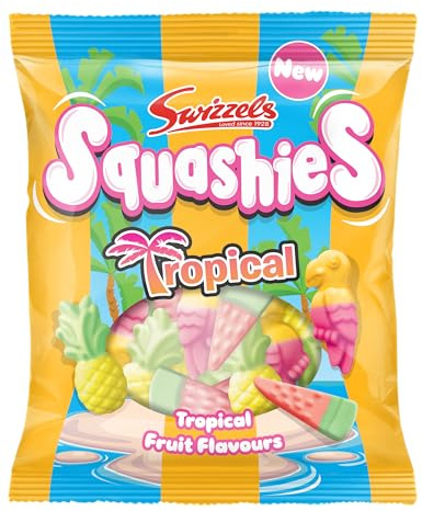 Swizzels Squashies Tropical Flavour 100g, Fruity Flavoured Chewy Sweets | Includes Drumsticks, Fruity Pops & Double Lollies, Sweets For Parties, Snacking, Birthdays, Halloween & Christmas