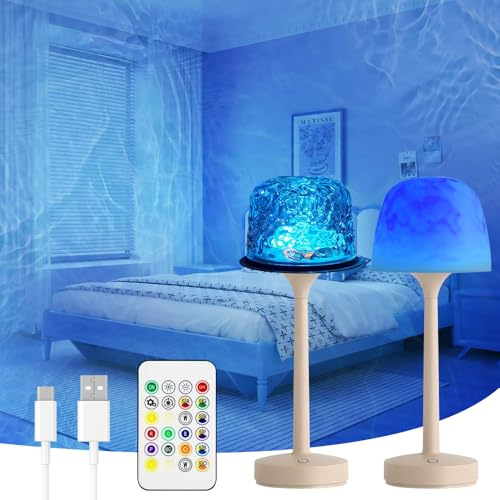 HIULLEN Duschlampe Ocean Lamp Wave Lamp, Wasserwellen Effekt Stimmungslicht mit 16 Farben Nordlicht, Dimmbar Sternenhimmel Projektor für Bad Outdoor Garten Deko Geschenk
