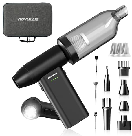 Novyllis - Souffleur électrique à air avec mini aspirateur à 5 vitesses portable 2 en 1 LED USB-C pour ordinateurs, claviers, électronique, maison, voiture, barbecue, grill