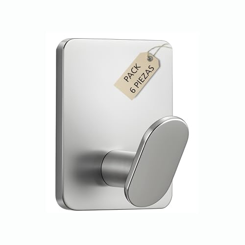 LUXYSKY est 2022 Ganchos Adhesivos Para Pared – Colgadores Adhesivos Resistentes – Ganchos Para Colgar - Accesorios Baño Sin Taladro - Colgador Toalla Baño Negro (Acero cepillado)