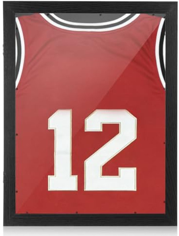 ABOOFAN Wooden Sports Uniform Schattenbox mit Frontwand-Display für Baseball Football Trikots Solid Wooden Rahmen für Gedenkkonservierung und Heimdekoration