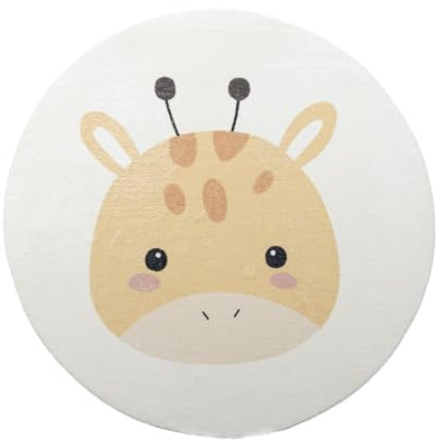 Little Olly Waschbarer Spielteppich Rund - Sammy Giraffe Gelb - Ø 120cm | Animal - Krabbeldecke - Spielmatte - Children's room - Jungen - Mädchen