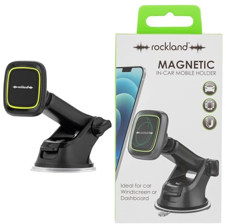 Rockland Magnetic Dashboard and Windscreen Car Phone Holder, Strong Suction Mount, Adjustable Arm, 360° Rotation, Secure Hands-Free Driving