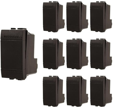 10 Pezzi Pulsante NO Normalmente Aperto, 1P 16A 220V, Compatibile Con Bticino Living International, Colore Nero, 1 Modulo, Serie MBL