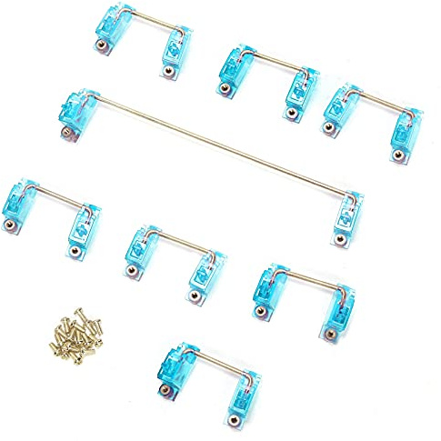 Mechanical Keyboard Stabilizer 2 Specifications with Golden Wire, PCB Screw - In Stabilizer Gold Plated for 6.25U 2U Keycaps, Transparent Nylon Shell Stabilizers with Anti - Oxidat (Transparent Blue)