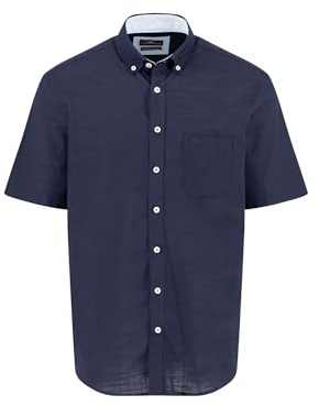Kurzarmhemd aus Baumwolle mit Strukturmuster und Button-Down-Kragen
