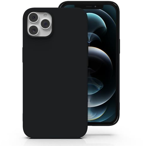 Zuvirelx Silicone Case for iPhone 12 Pro Max - Black | Thin, Non-Slip, Soft Grip, Minimalist, Shockproof, Pocket-Friendly