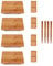 BambooMN Lot de 4 Assiettes à sushis rectangulaires en Bambou, Baguettes et Compartiments, 21,1 cm